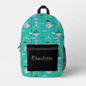 Blau-gelbe schwarze Mitte Jahrhundert Moderne Bedruckter Rucksack (Vorderseite)