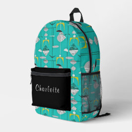 Blau-gelbe schwarze Mitte Jahrhundert Moderne Bedruckter Rucksack