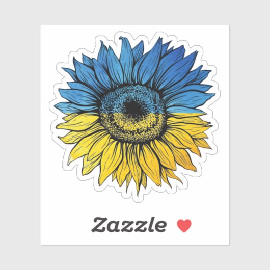 Blau-gelbe Sonnenblume im ukrainischen Stil Aufkleber (Blatt)