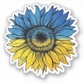 Blau-gelbe Sonnenblume im ukrainischen Stil Aufkleber (Vorderseite)