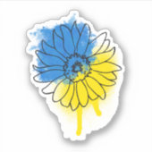 Blau-gelbe Sonnenblume im ukrainischen Stil Aufkleber (Vorderseite)