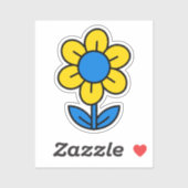 Blau-gelbe Sonnenblume im ukrainischen Stil Aufkleber (Blatt)