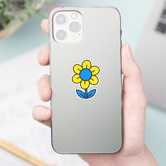 Blau-gelbe Sonnenblume im ukrainischen Stil Aufkleber (Telefon)