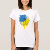 Blau-gelbe Sonnenblume im ukrainischen Stil T-Shirt (Vorderseite)
