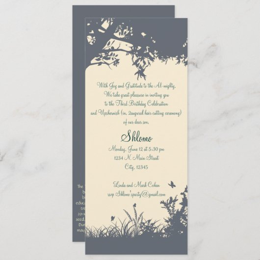 Blau - Gelbe Upshernish Einladung (Vorne/Hinten)