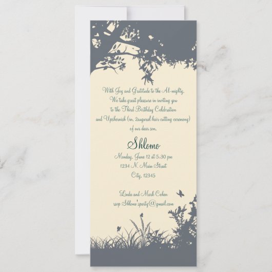 Blau - Gelbe Upshernish Einladung (Vorderseite)