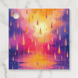 Blau-Gelbe Wasserfarbe Raindrops farbenfroh Geschenkanhänger