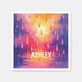 Blau-Gelbe Wasserfarbe Raindrops farbenfroh Serviette (Vorderseite)