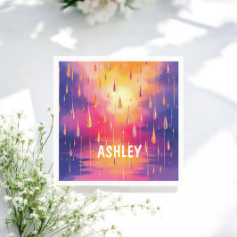 Blau-Gelbe Wasserfarbe Raindrops farbenfroh Serviette