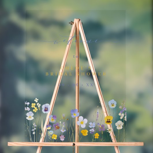 Blau-gelbe Wildblumen Brautparty Empfang Acrylschild (Neutral)