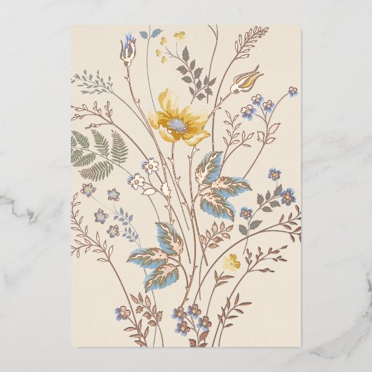 Blau-Gelbe Wildblumen leer Folieneinladung (Vorderseite)