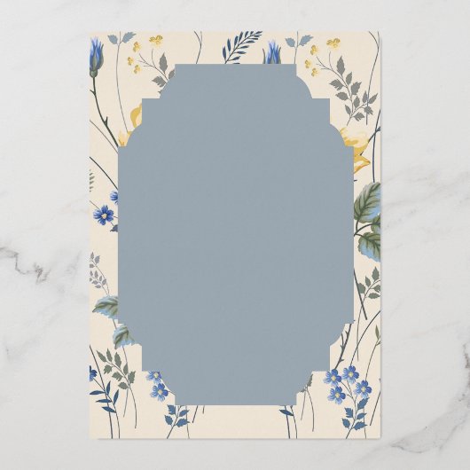 Blau-Gelbe Wildblumen leer Folieneinladung (Rückseite)