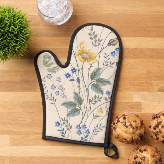 Blau-Gelbe Wildblumen Ofenhandschuh (Oben unten)
