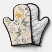 Blau-Gelbe Wildblumen Ofenhandschuh (Vorderseite/Rückseite)