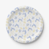 Blau-gelbe Zitrus-Limonen-Muster Pappteller (Vorderseite)