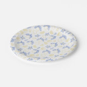 Blau-gelbe Zitrus-Limonen-Muster Pappteller (Schrägansicht)