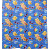 BLAU & GELBEN STRANDSTÜHLE SONNENSPIELE DUSCHVORHANG (Vorderseite)
