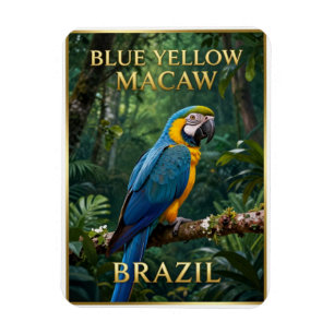 🦜 Blau-Gelber Ara Brasilianischer Regenwald Magnet