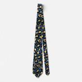 Blau-gelber Leopardenprint Krawatte (Vorderseite)