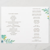 Blau-gelbes Blumenhochzeitsprogramm gefaltet (Rückseite)