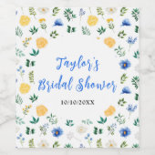 Blau-Gelbes Brautparty Weinetikett (Einzelnes Label)