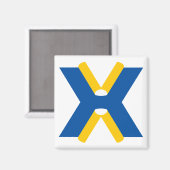 Blau-gelbes Buchstaben-X-Monogramm Magnet (Vorderseite/Rückseite)