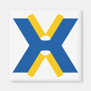 Blau-gelbes Buchstaben-X-Monogramm Magnet
