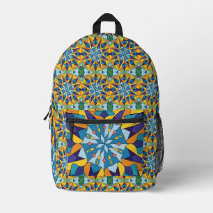Blau-gelbes fraktales geometrisches Muster Bedruckter Rucksack