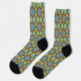 Blau-gelbes fraktales geometrisches Muster Socken