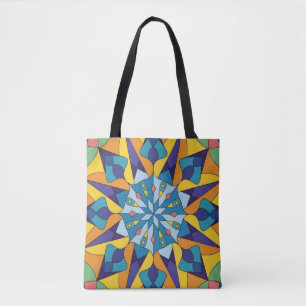 Blau-gelbes fraktales geometrisches Muster Tasche