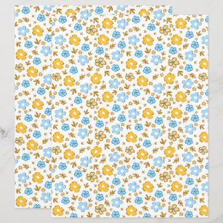 Blau Gelbes Land Frühling Blumen Scrapbook Papier
