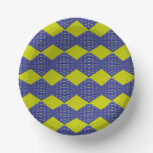 blau-gelbes Musterdesign Pappteller (Vorderseite)