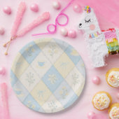 Blau-gelbes Patchwork-Muster Süße Babyparty Pappteller (Party)
