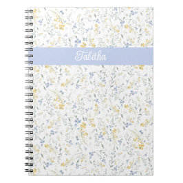 Blau Gelbes Wildblumenmuster Benutzerdefinierter N Notizblock