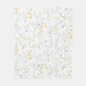 Blau Gelbes Wildblumenmuster Fleecedecke (Vorderseite)