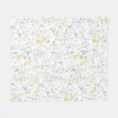 Blau Gelbes Wildblumenmuster Fleecedecke (Vorderseite (Horizontal))