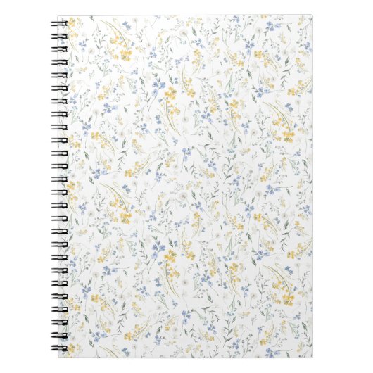 Blau Gelbes Wildblumenmuster Notizblock (Vorderseite)