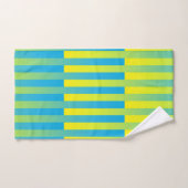 Blau-Gelbgrün gestreiftes Muster Badhandtuch Set (Handtuch)