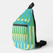 Blau-Gelbgrün gestreiftes Muster Crossbody Bag (Rechte Ecke)