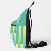 Blau-Gelbgrün gestreiftes Muster Crossbody Bag (Rechts)