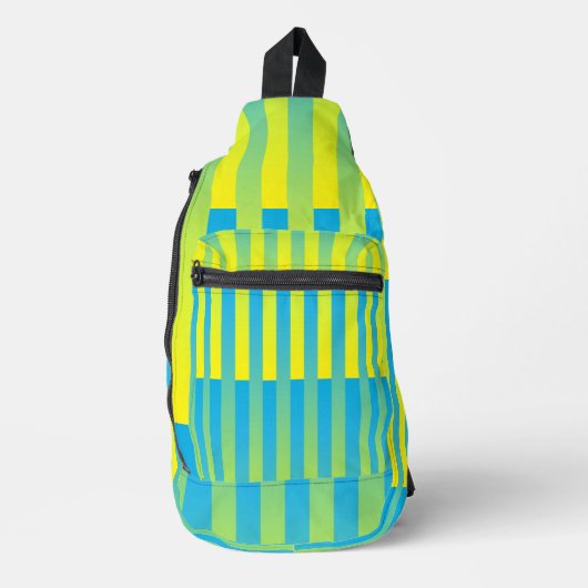 Blau-Gelbgrün gestreiftes Muster Crossbody Bag (Vorderseite)