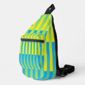 Blau-Gelbgrün gestreiftes Muster Crossbody Bag (Rechte Ecke)