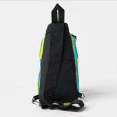 Blau-Gelbgrün gestreiftes Muster Crossbody Bag (Rückseite)