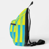 Blau-Gelbgrün gestreiftes Muster Crossbody Bag (Rechts)
