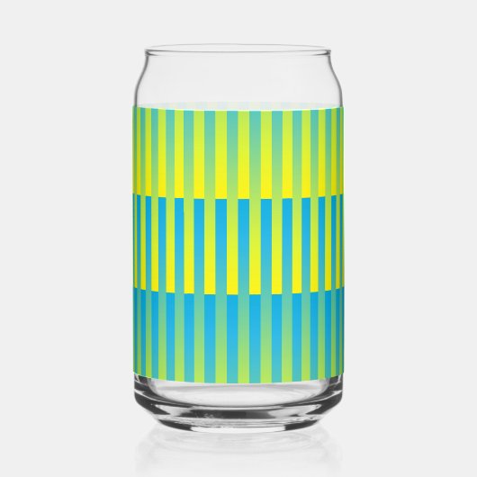 Blau-Gelbgrün gestreiftes Muster Dosenglas (Vorderseite)