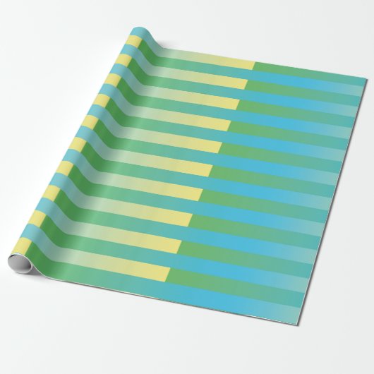 Blau-Gelbgrün gestreiftes Muster Geschenkpapier (Ungerollt)