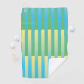 Blau-Gelbgrün gestreiftes Muster Golfhandtuch (Insitu)