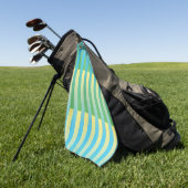 Blau-Gelbgrün gestreiftes Muster Golfhandtuch (Gras)