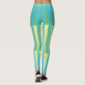 Blau-Gelbgrün gestreiftes Muster Leggings (Rückseite)