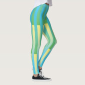 Blau-Gelbgrün gestreiftes Muster Leggings (Rechts)